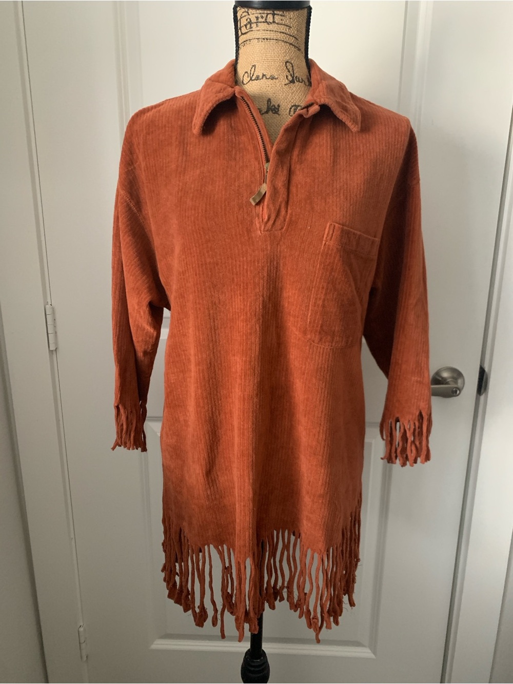 Fieldmaster Brown Orange Fringe Quarter Zip Size M